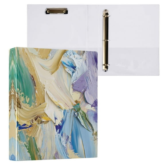 Blue and Yellow Painting 3 Ring Hardcover Binders 1.5in Round Rings for Letter-Size Folder Paper Organizer Pockets for Office Student Recipe