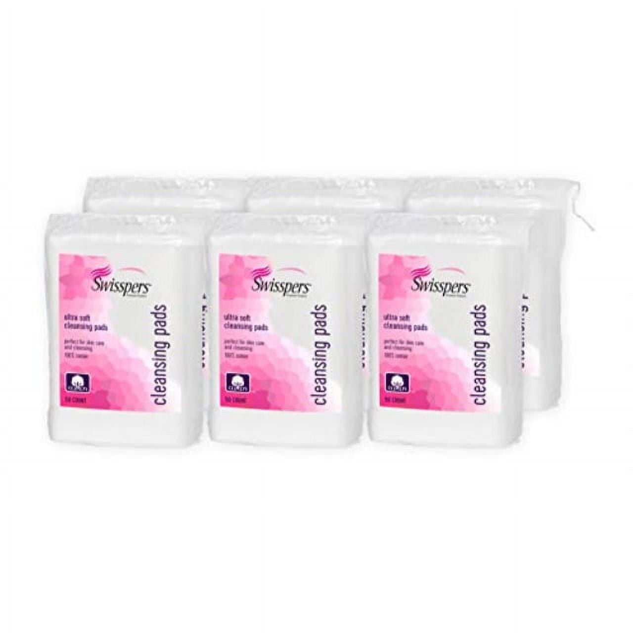 Swisspers Premium Facial Cleansing Pads, 100% Cotton, Ultra Soft, Extra Large — 50 White Pads per Reclosable Bag, 6 Bags (300 Pads Total)