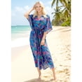 thumbnail image 4 of HAPPY BAY Women's Summer Loungewear African Beach Slit Dress Cover Up Caftan Kaftan Maxi Dresses for Women 2X-3X Bloom, Floral, 4 of 5