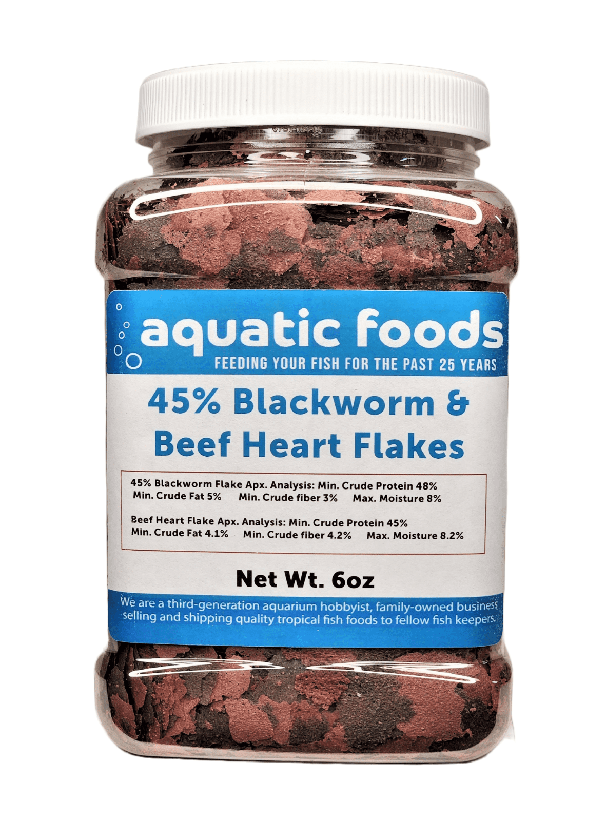 45 Blackworm Flake & Beef Heart Flake Mix for Discus, Cichlids, All