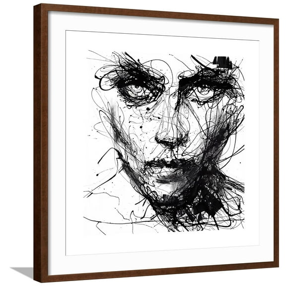 Art.com In Trouble, She Will Art Print by Agnes Cecile, Brown Frame Wall Art, 29" x 29"
