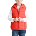 thumbnail image 2 of Kids Solid Zip Hooded Warm Sleeveless Vest Casual Outer Top Jacket For Boys Girls Orange 12-13 Years, 2 of 7