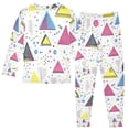 thumbnail image 2 of FORMRS Long Sleeve Top and Pants Pajama Set for Niños 2-Piece Sleepwear, Sizes 18M-8Y, Pink Simple Shapes, 2 of 6