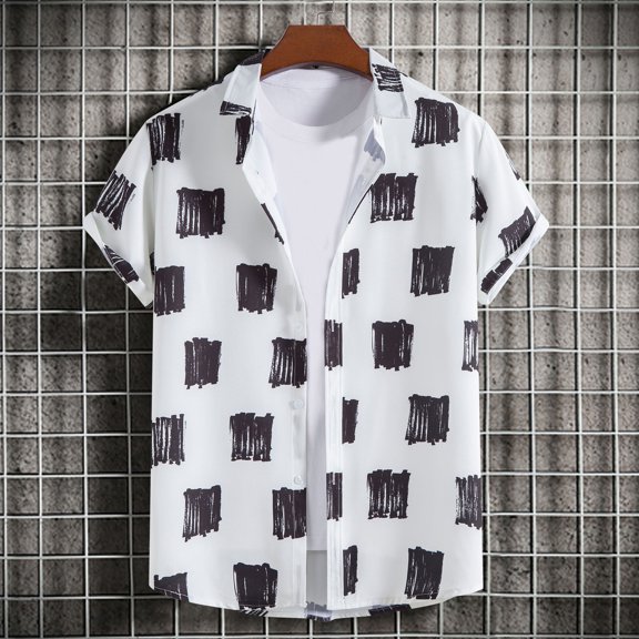 Tbopshirt Summer Tops,Men's Casual Short Sleeve Hawaiian Vacation Style Shirt Blouse T-shirt