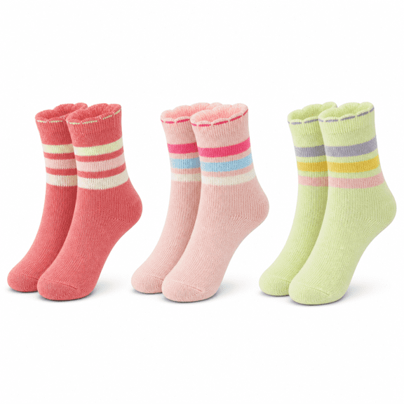 Girls Microfiber Boot Socks, 3 Pack, Trimmed Top Soft Cushioned Crew Socks, PINK, M