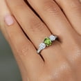 thumbnail image 4 of Gem Stone King 925 Sterling Silver 3-Stone Ring Oval Peridot Moissanite (2.02 Cttw), 4 of 6