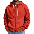 thumbnail image 3 of MXALUOB Men's Full Zip Hoodie Waffle Knit Long Sleeve Hooded Sweatshirt with Drawstring Casual Solid Color Jacket Fall Winter Outfits, 3 of 10