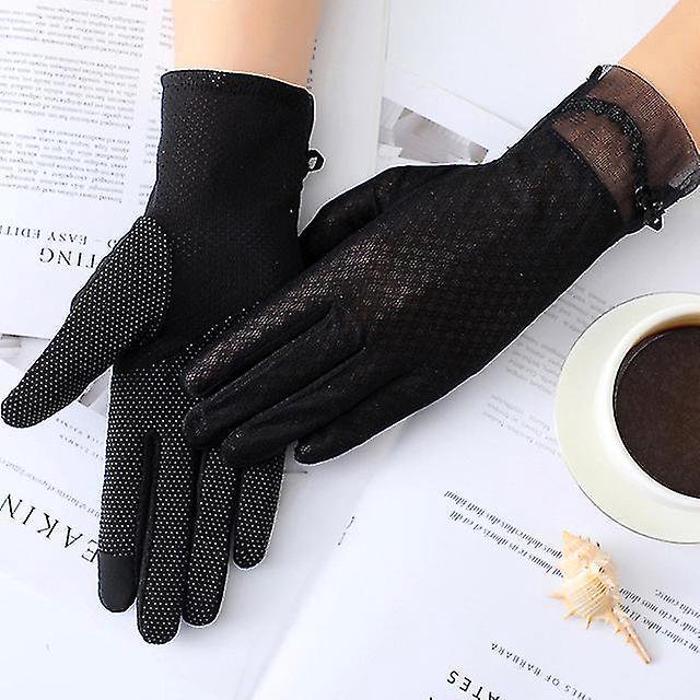 Guantes sexis de verano para mujer con protección solar Uv, guantes cortos para el sol para mujer, guantes de encaje de seda de hielo a la moda para conducir con pantalla táctil fina, G02e