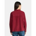thumbnail image 3 of Time and Tru Women's Cotton Corduroy Popover Shirt with Long Sleeves, Sizes XS-XXXL, 3 of 5
