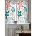 thumbnail image 4 of Red Teal Starfish Coastal Curtains 45 Inch Length,Sheer Curtains for Bedroom Living Room Window Summer Beach Nautical Coral Sea Rod Pocket Drapes Kitchen Curtains Small Half Window 52"x45" 2 Panels, 4 of 7