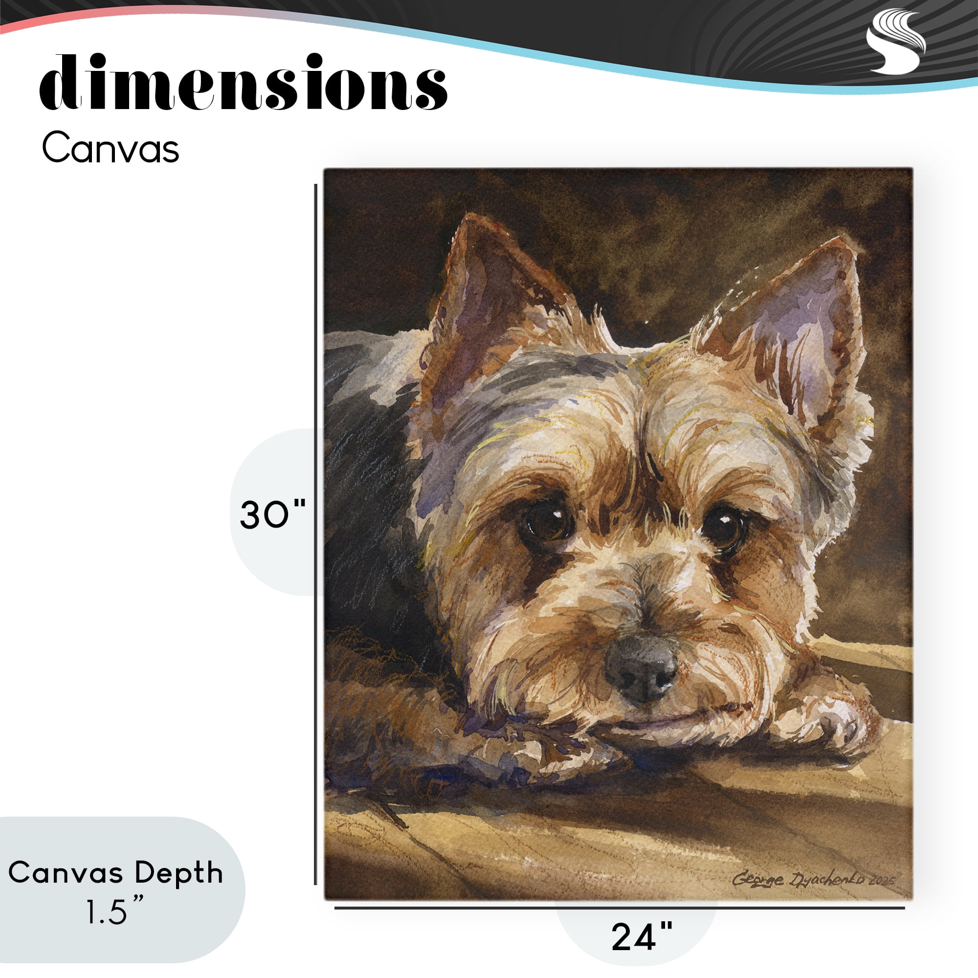 Stupell Industries Yorkshire Terrier Portrait Canvas Wall Art, design by George Dyachenko