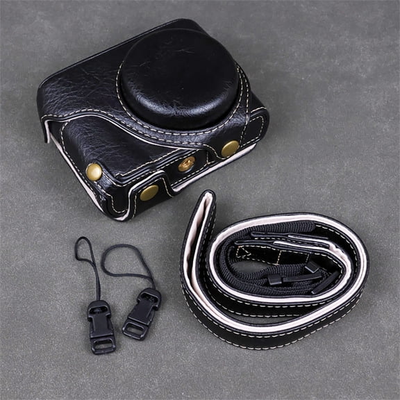 GadgetCom Camera Bag Compatible with Panasonic Lumix ZS300 TZ300 TX3 , PU Leather Protective Case Cover Shell With Strap