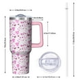 thumbnail image 2 of Pink Breast Cancer and Pioneer Flower Tumbler with Handle and Lid,40oz Double Wall Vacuum Insulated Tumbler,Cups Gift for Women and Men, 2 of 7