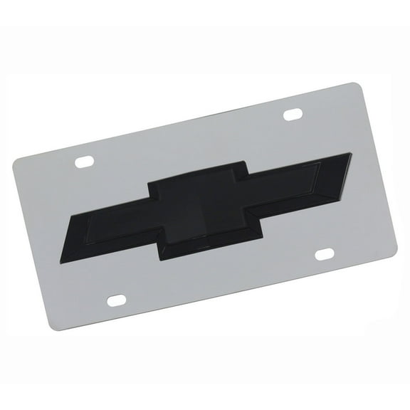 Chvey Bowtie Logo License Plate (Black On Chrome)