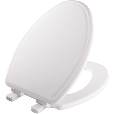 MAYFAIR 1848SLOWB 000 Toilet Seat will Slow Close, Never Loosen and Easily Remove, ELONGATED, Durable Enameled Wood, White