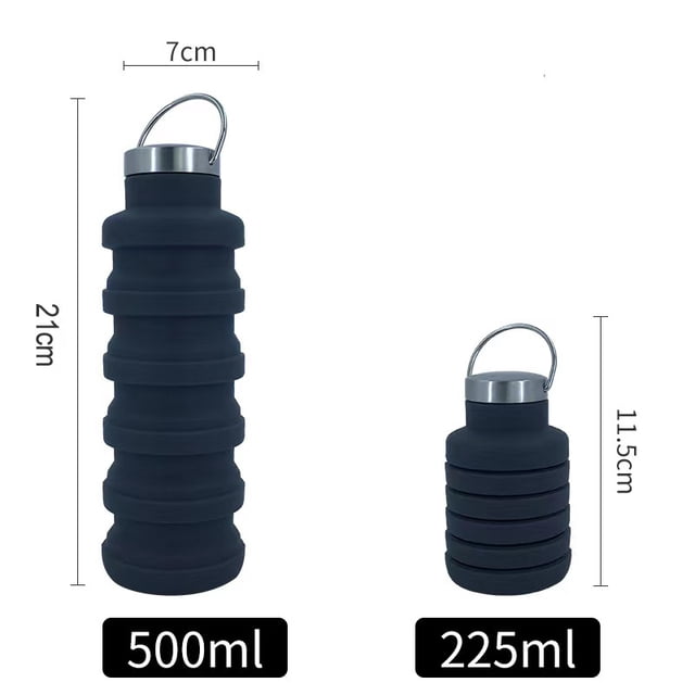 Taza plegable portátil de silicona de grado alimenticio, 500 ml, tetera deportiva creativa, taza de agua de descompresión telescópica para exteriores