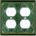 thumbnail image 3 of Metal Light Switch Plate Cover Elegant Victorian Floral Damask Frame Green FRA079, 3 of 13