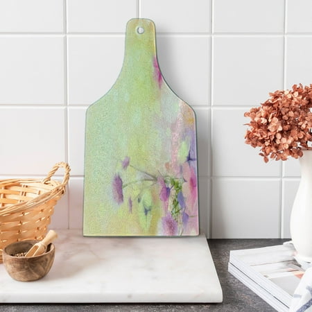 

Flower Cutting Board Vintage Soft Colored Feminine Magnolia Blooms Whorls Motif Art Print Decorative Tempered Glass Cutting and Serving Board Wine Bottle Shape Pink Pale Yellow by Ambesonne