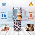 thumbnail image 4 of 40oz Fashion Leopard Pattern Stainless Steel Flip Straw Tumbler Spill Proof Travel Cup Double Wall Vacuum Insulated Coffee Mug with Top Handle, 4 of 6