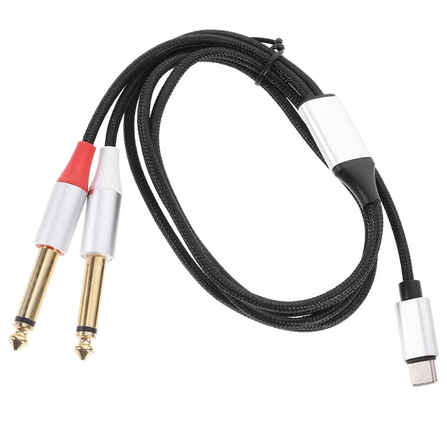 unbranded Cable De Audio USB C A 1 Cuarto Negro Para Altavoces Con Conector Dual Y Materiales Resistentes