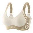thumbnail image 2 of Gymayou Women Wireless Seamless Support Bra No Underwire Full Coverage Push Up Gathered Sports Bra Shockproof Everyday Comfort Bralette Beige(1PC) L, 2 of 9
