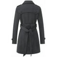 thumbnail image 2 of KVE Women's Classic Double Breasted Pea Coat Winter Mid-Long Slim Trench Coat with Belt Dark Grey Small, 2 of 7