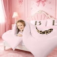thumbnail image 3 of meiyoeat Pink Bowknot Monogram B Full Size Comforter Sets,Cheetah Print Letter Art Bedding Comforter Set For Girl,Pink Reversible,3-Piece,1 Comforter and 2 Pillowcases, 3 of 7