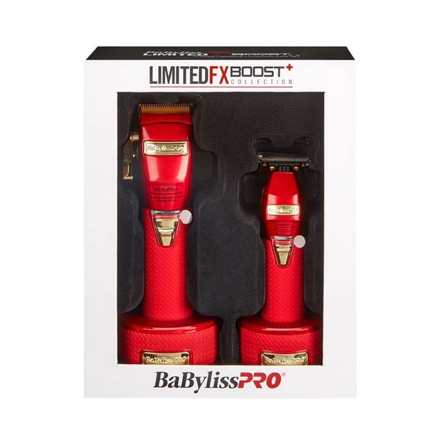 BaByliss Pro LimitedFX Boost+ Collection with Clipper, Trimmer & Charging Base Set Red