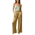 thumbnail image 6 of hoksml Women's Satin Wide Leg Pants Elastic High Waist Silky Lounge Trousers with Pockets for Sleepwear and Casual, 6 of 9