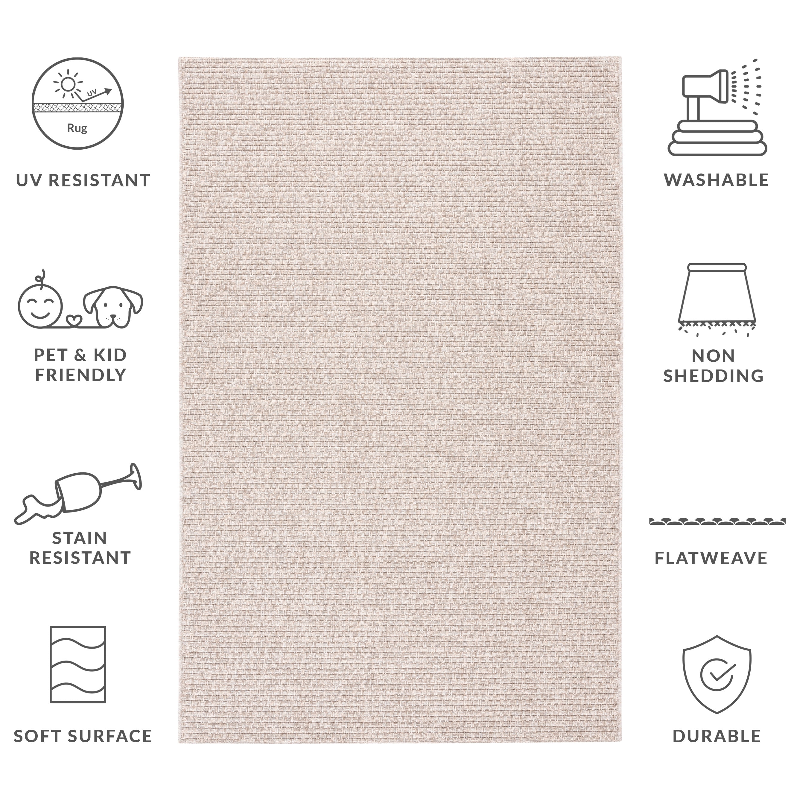 SAFAVIEH Sisal All-Weather Delroy Solid Indoor/Outdoor Area Rug, Beige, 10' x 14'