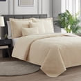 thumbnail image 2 of Clara Clark Home Quilt Set Bedspread - Ultra Soft Microfiber Embossed Pinsonic Lightweight Coverlet - Quilted Comforter 5 Piece Bedding Set - 2 Pillow Shams, 2 Euro Shams - Queen, Beige Cream, 2 of 4