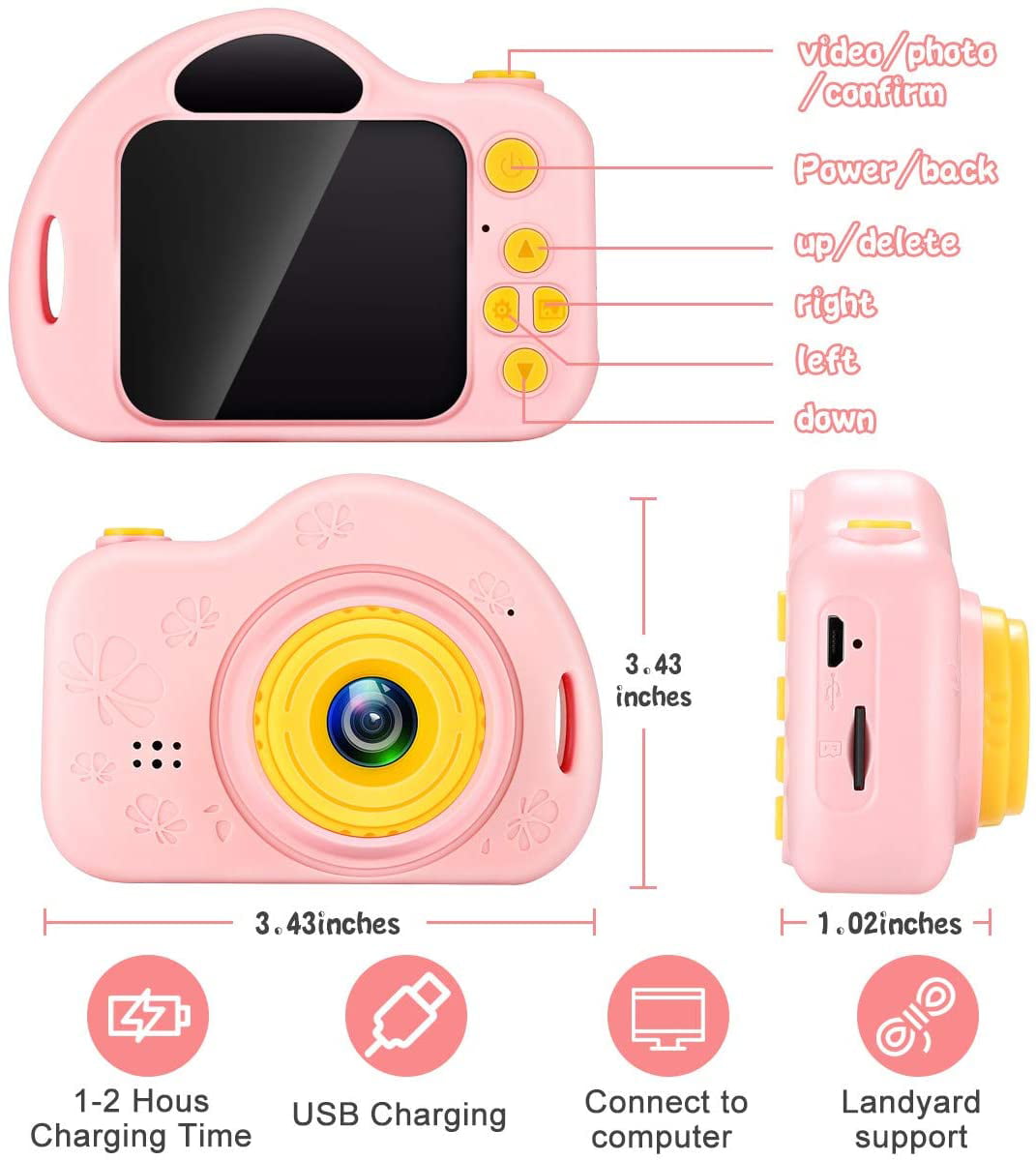 Blue voltenick Kids Camera Toys for 3-10 Year Old Girls Kids Digital Cameras 1080P 2 inch Toddler Video Camera Gift for Age 3 4 5 6 7 8 9 Years Old Girls Best Birthday Gifts with 32G SD Card 