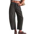 thumbnail image 3 of Women'S Corduroy Pants Mid-Rise Elastic Waist Cord Pant Casual Wide Leg Baggy Trouser with Pockets Dark Gray S, 3 of 9