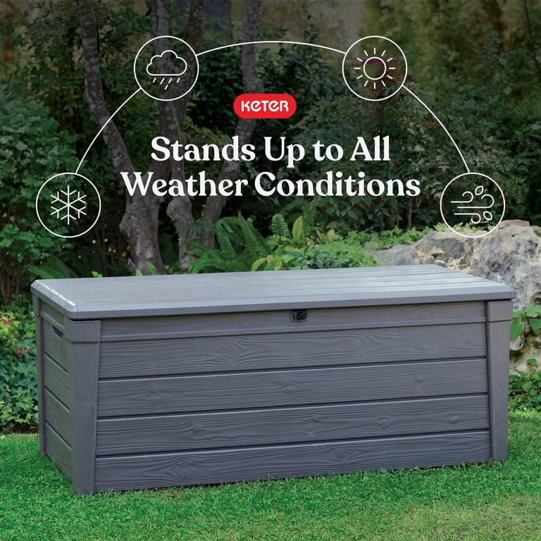 Keter Brightwood 120 Gallon Durable Resin Outdoor Deck Box Storage