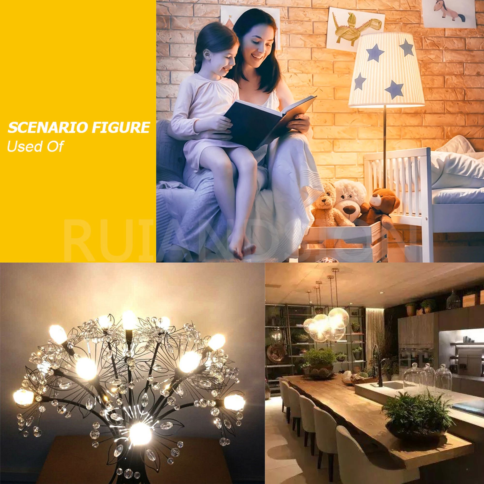 Ruiandsion E12 LED Bulb Warm White 300 Lumen 3000K 100-120V Spherical Diamond Cut Glass for Bedroom Lamp Dining Decorative Light,(pack of 10)