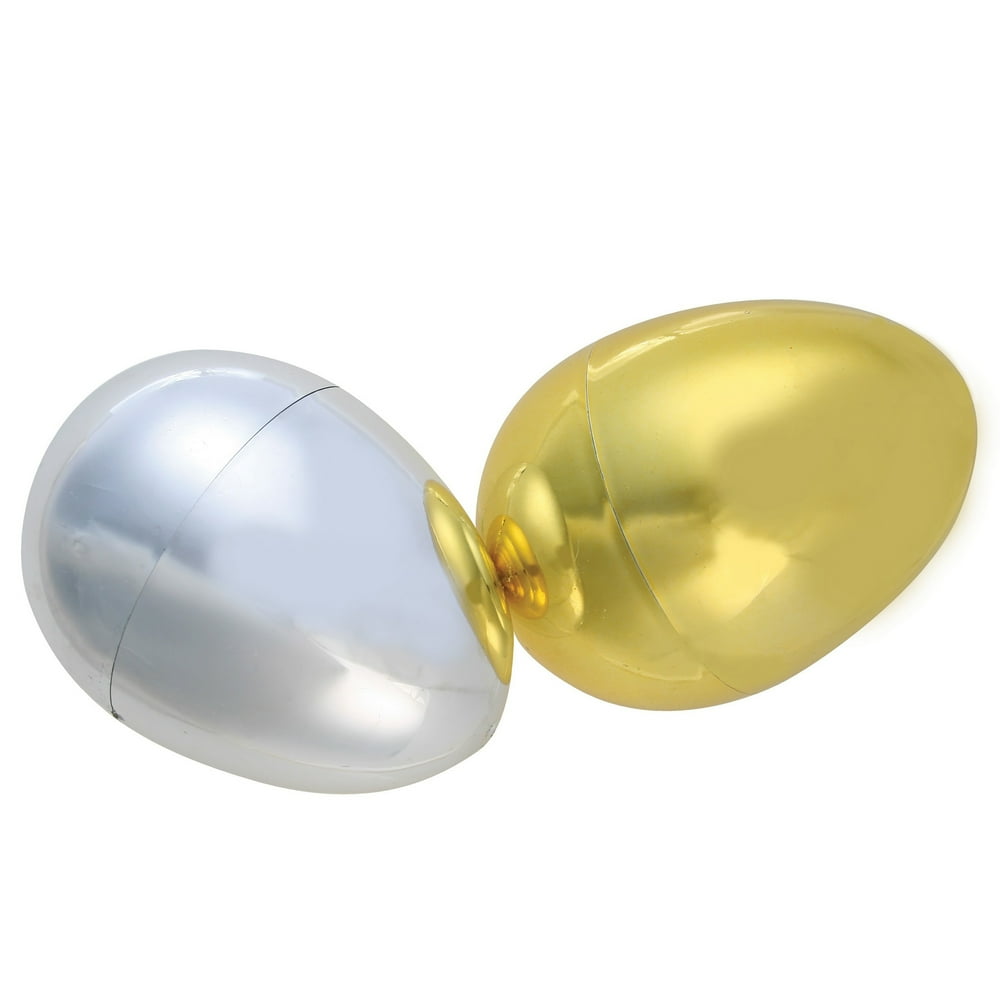 Egg Hunt Top Prize 1st 2nd Large Gold & Silver Metallic 4" Plastic