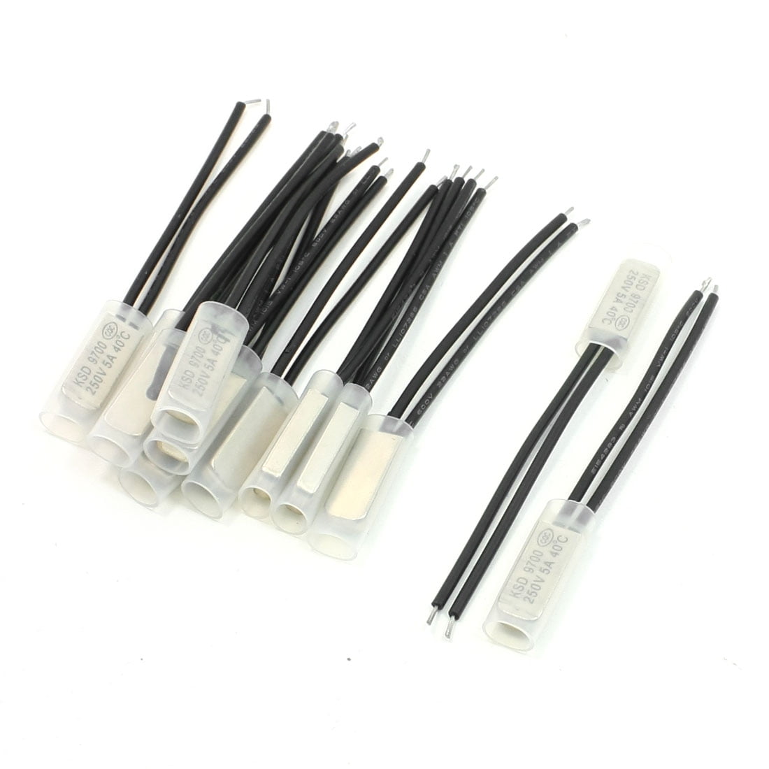 12pcs NC 40C 2 Wire Connector Bimetal Thermal Thermostat Switch 250V 5A