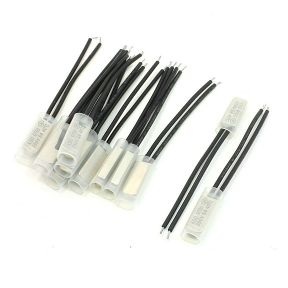 12pcs NC 40C 2 Wire Connector Bimetal Thermal Thermostat Switch 250V 5A