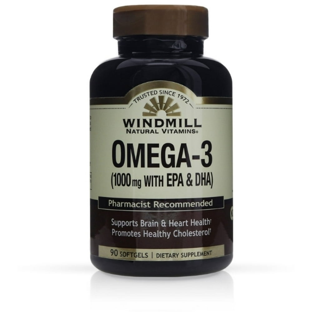 Windmill Natural Omega III EPA + DHA Fish Oil Concentrate 1000 mg Softgels 90 Soft Gels