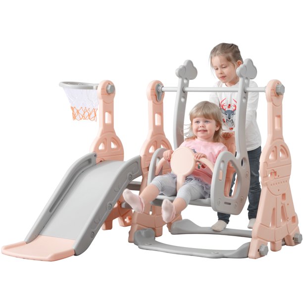 Mouind 3 in 1 Toddler Slide and Swing Set, Kids Extra Large Indoor and