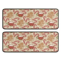 Kitchen Rugs Sets Of 2,Beige Christmas Gingerbread Man Pattern Anti Fatigue Kitchen Mat Rugs Non Slip Washable,Decorative Kitchen Floor Mats for Kitchen,Sink,Laundry,17"x47" 17"x47"