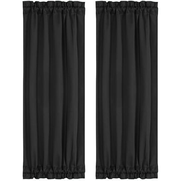 Unique Bargains 2-Pack French Door Curtains Panels Black 25" x 72"