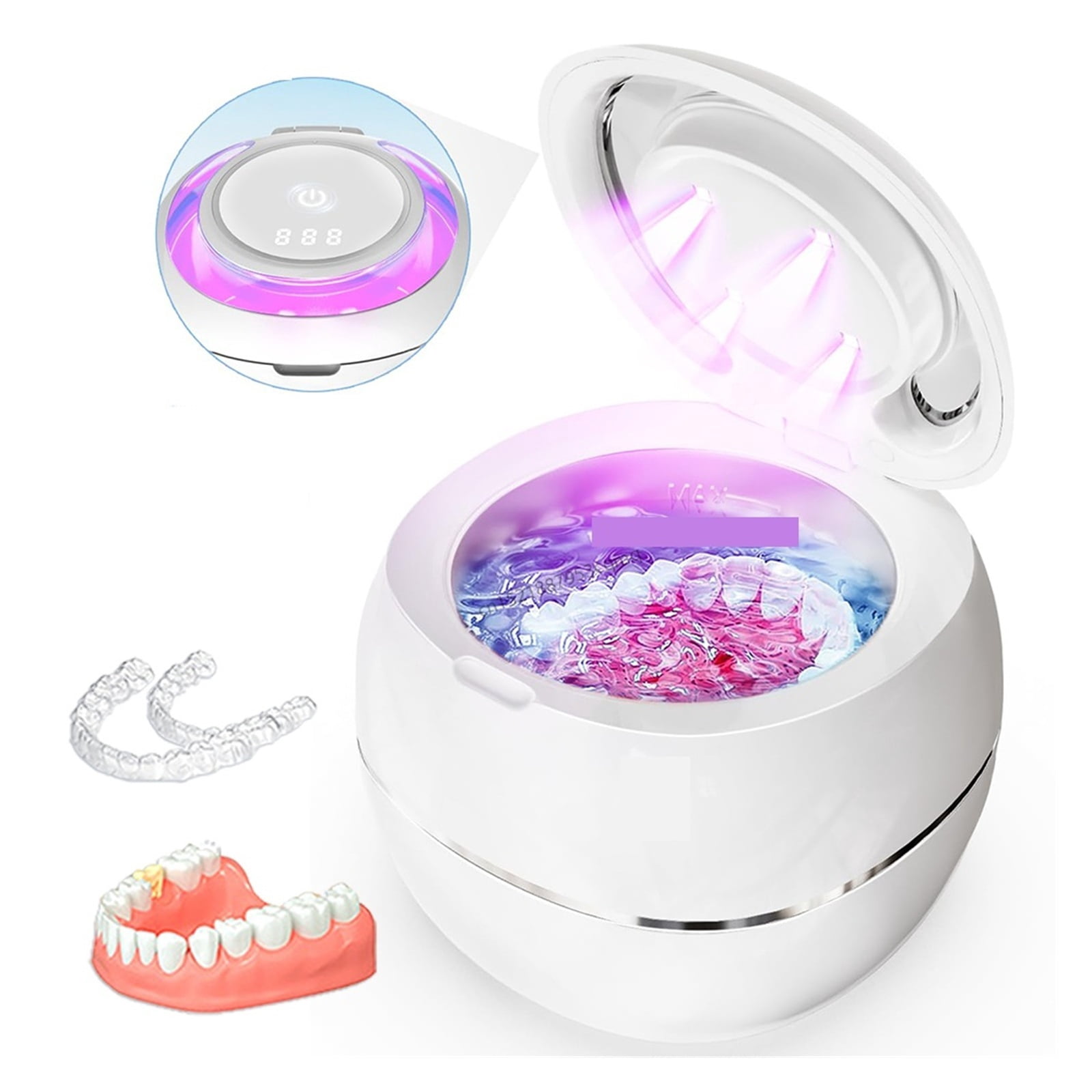 Ultrasonic Cleaner for Dentures Ultrasonic Retainer Cleaner with UV Light Ultrasound Cleaning Bath