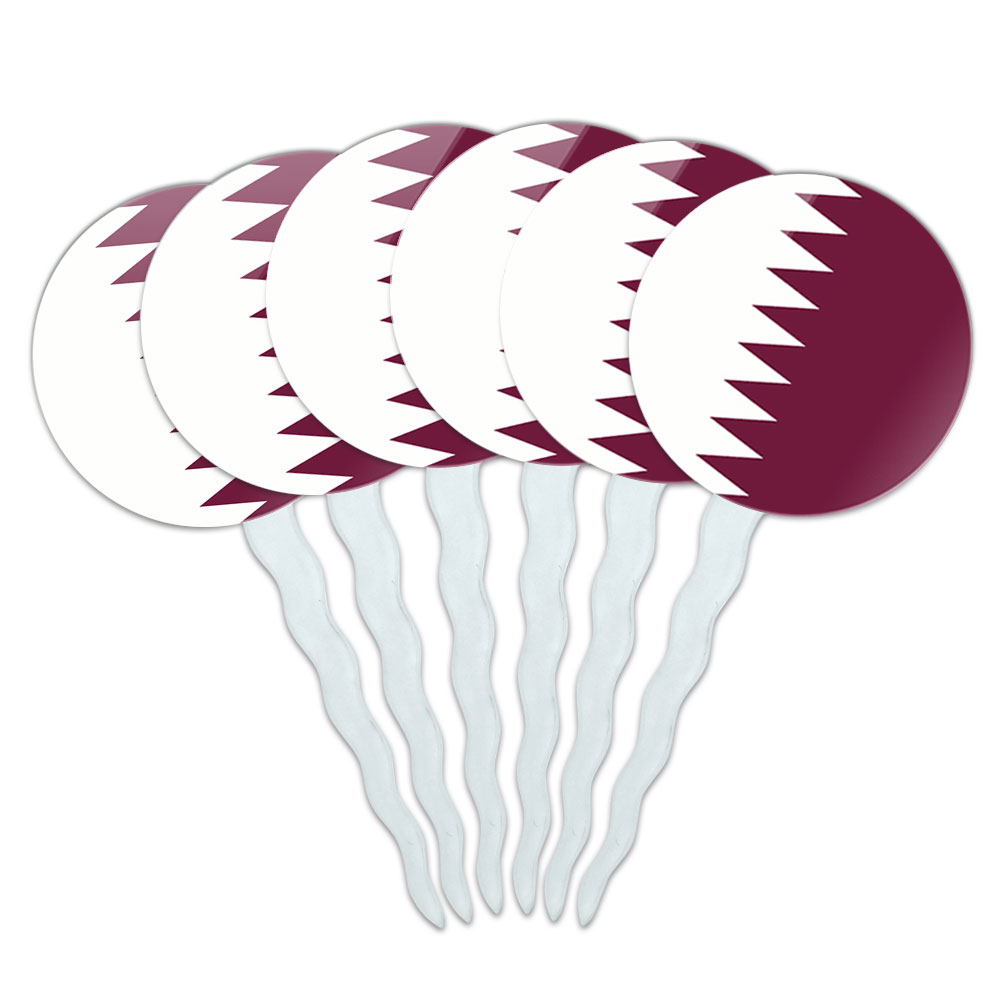 Qatar National Country Flag Cupcake Picks Toppers Set of 6