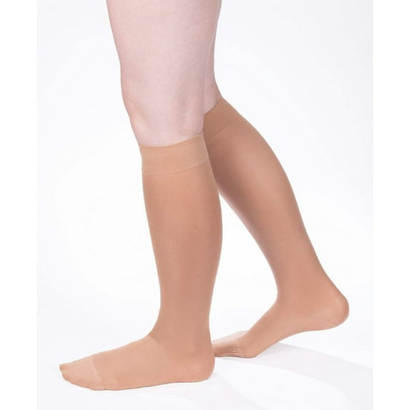 Allegro 15-20 mmHg Soft Microfiber Compression 250 Closed Toe Knee Highs, Comfortable Support Garments