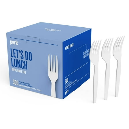 Staples Perk Polystyrene Fork Medium-Weight White 600/Carton PK58702/PK564VS