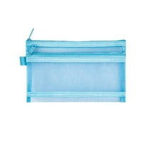 JWshufel Large Capacity Transparent Mesh Pen Bag Double Compartment Portable Zipper Pouch Nylon Mesh Pencil Case Long Lasting Organizer for Stationery Cosmetics Toiletries Travel Use