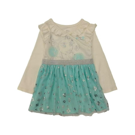 Disney Frozen Toddler Girls Ivory & Blue Sparkle Queen Elsa Tulle Dress 2T