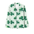 thumbnail image 4 of CALAFEBILA Pijama Set for Woman Button Down Pjs for Women St. Patricks Day Homewear Notch Collar Clover Print Tops with Pocket and Pants, 4 of 4
