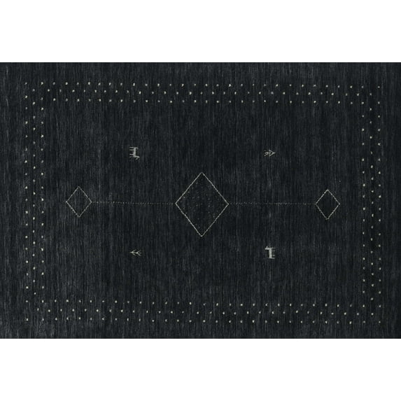 Ahgly Company Indoor Rectangle Contemporary Gunmetal Green Abstract Area Rugs, 7' x 10'